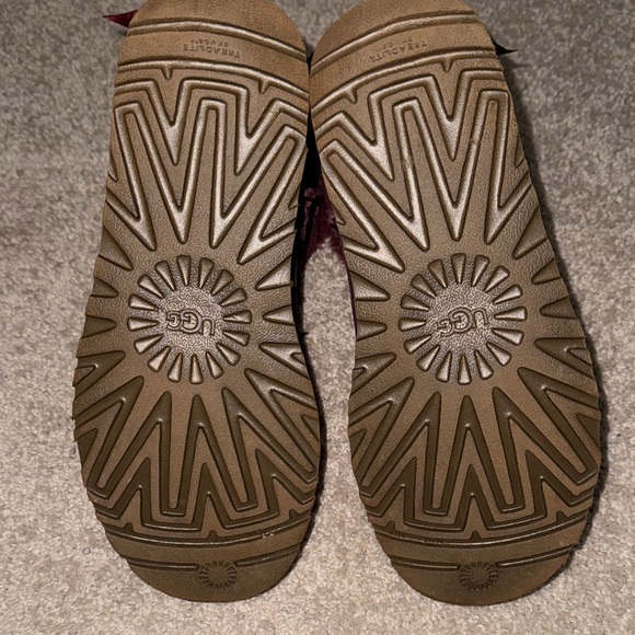 Burgundy Shimmer UGG Boots with Bow - Picture 5 of 6